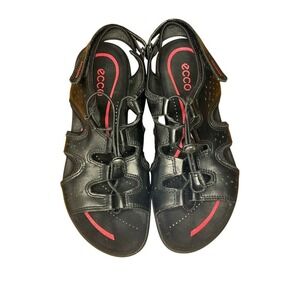 ECCO‎ Sport Sandals Comfort Foam Adjustable Straps Black Pink Accents 37